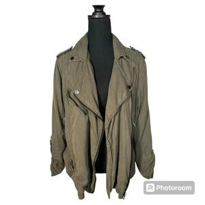 Blank NYC Olive Green Moto Utility Jacket  Size Medium